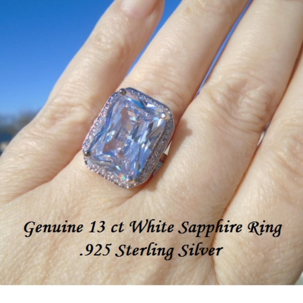 White Sapphire Ring 13 cts